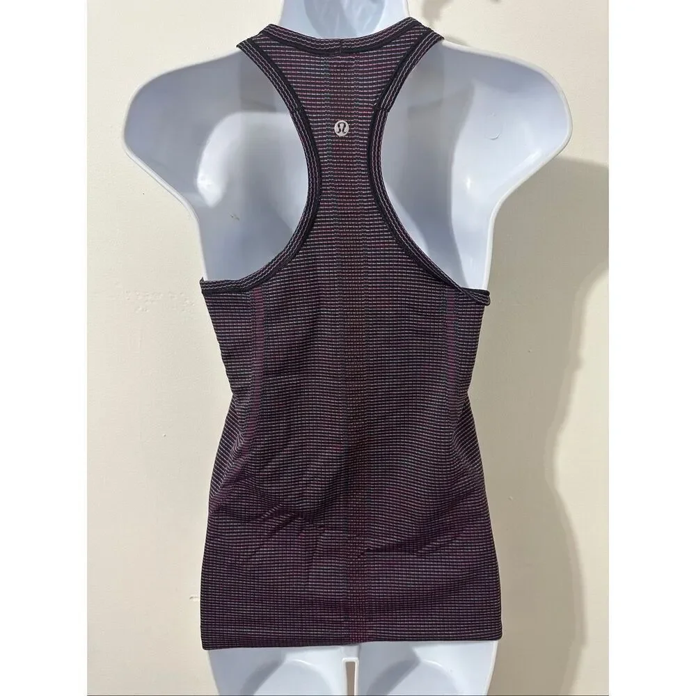 Lululemon tank top purple color with stripes size 6. A819